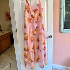 J.Crew, Mercantile, Tiered pink floral maxi- dress, worn once, size 14.